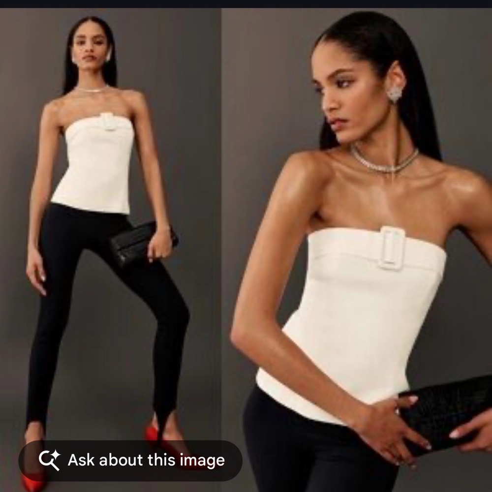 Reformation Cream Strapless Blouse